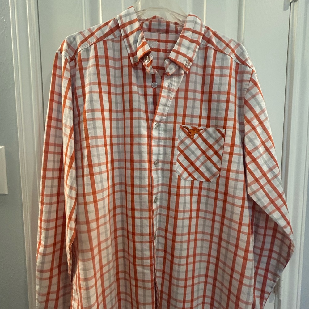 Men's Burnt Orange Plaid Shirt Texas Longhorns button down